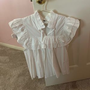 White Detail Sleeve Blouse